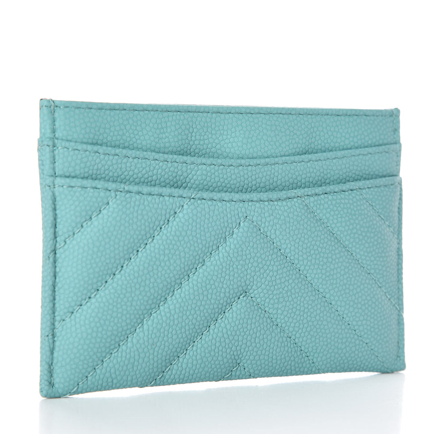 Caviar Chevron Quilted Card Holder Turquoise