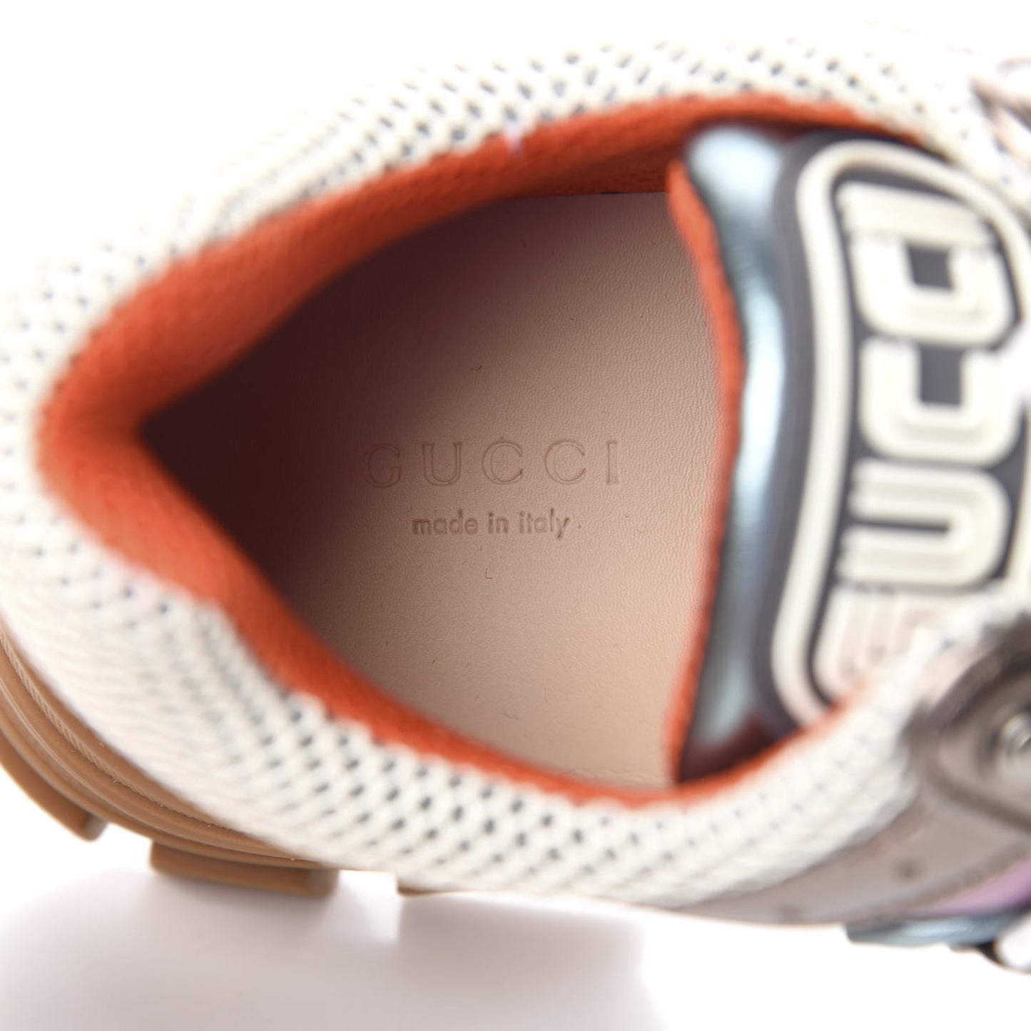 X SEGA Metallic Calfskin Mesh Womens Flashtrek Sneakers 39 Rame Mystic White Lago