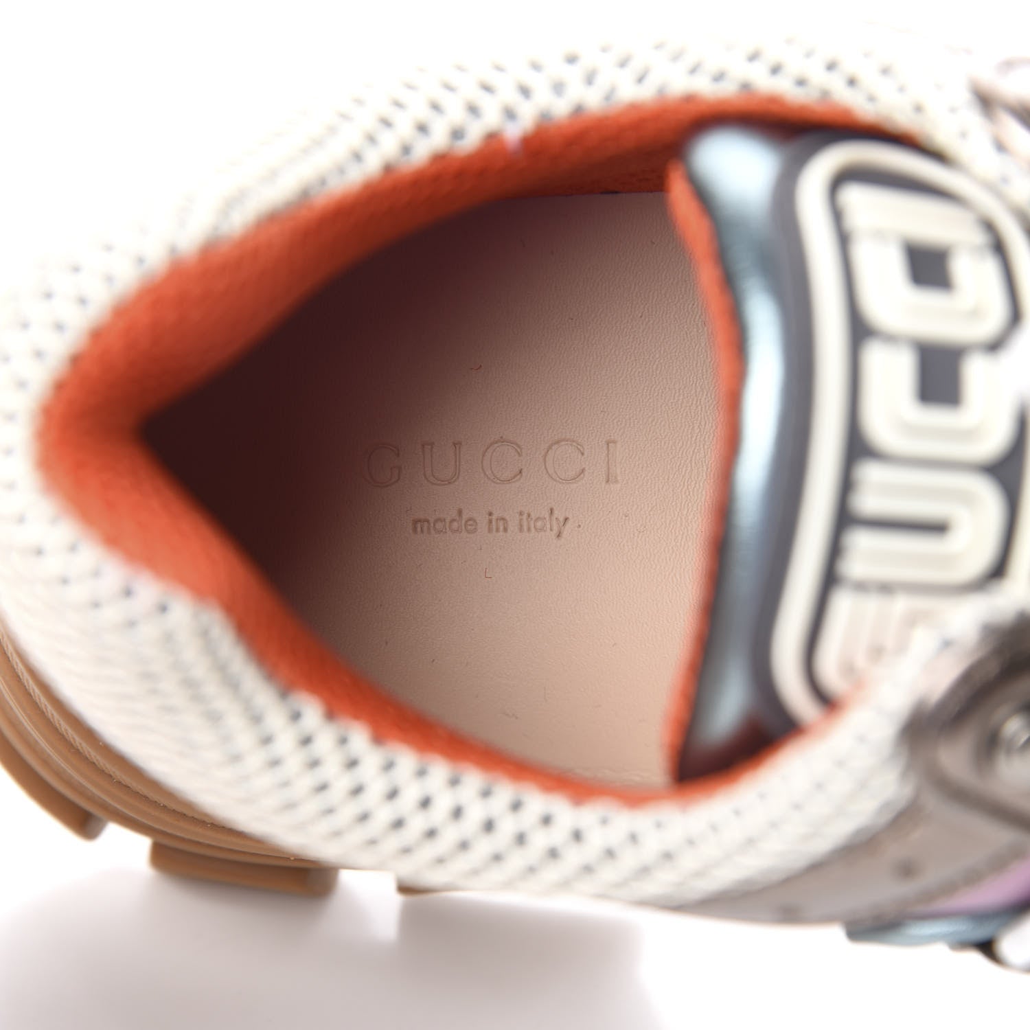 Gucci X SEGA Metallic Calfskin Mesh Womens Flashtrek Sneakers 39 Rame Mystic White Lago 8 of 9