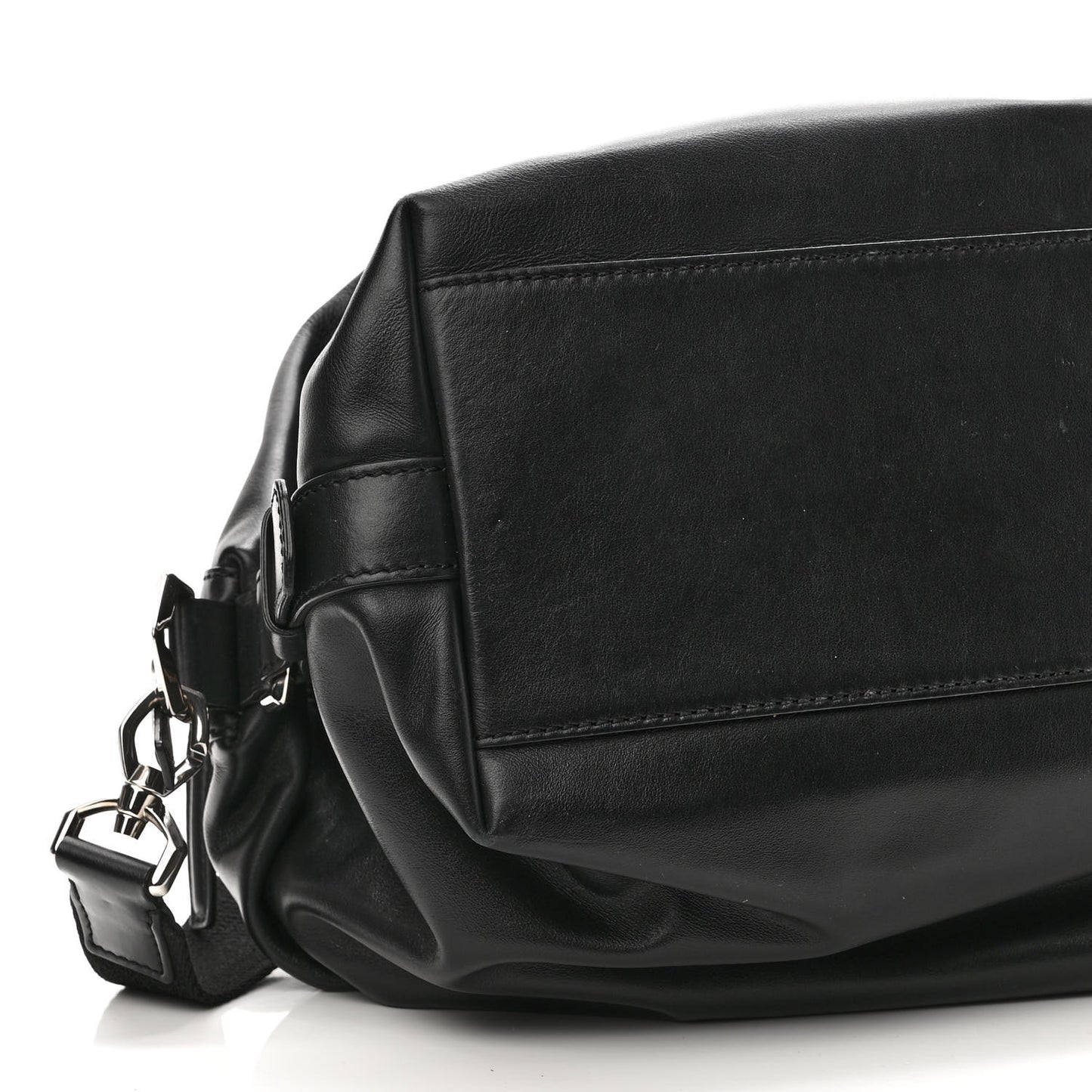 Waxed Calfskin Medium Nightingale Logo Strap Black