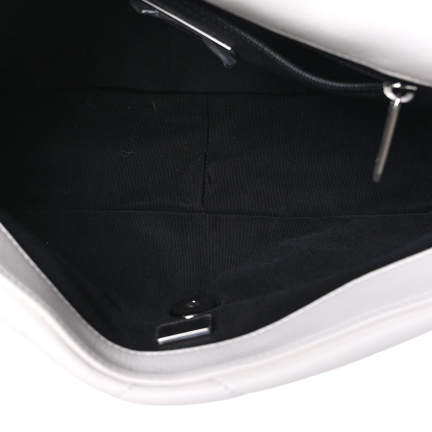 Glossy Calfskin Quilted Medium Chanel 19 Flap White Black