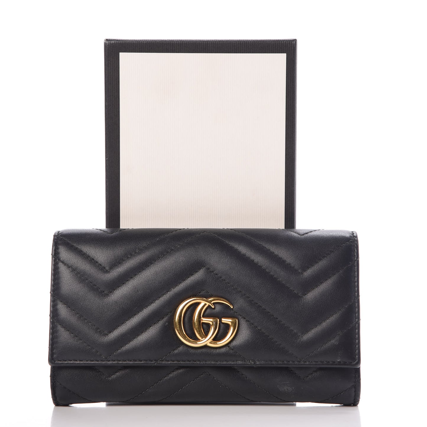 Calfskin Matelasse GG Marmont Continental Wallet Black