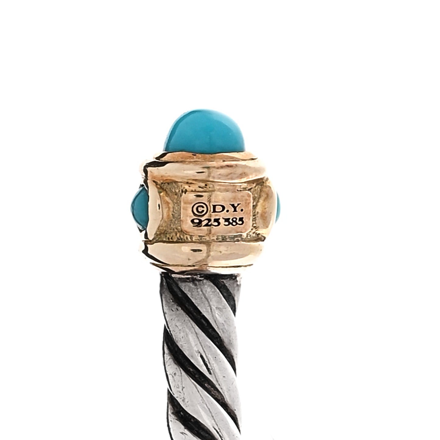 Sterling Silver 14K Yellow Gold Diamond Turquoise Renaissance Ring 57 8