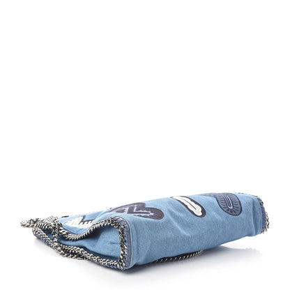 Stella McCartney Eco Denim Embroidered Zigarette Falabella Fold Over Tote Blue 4 of 9