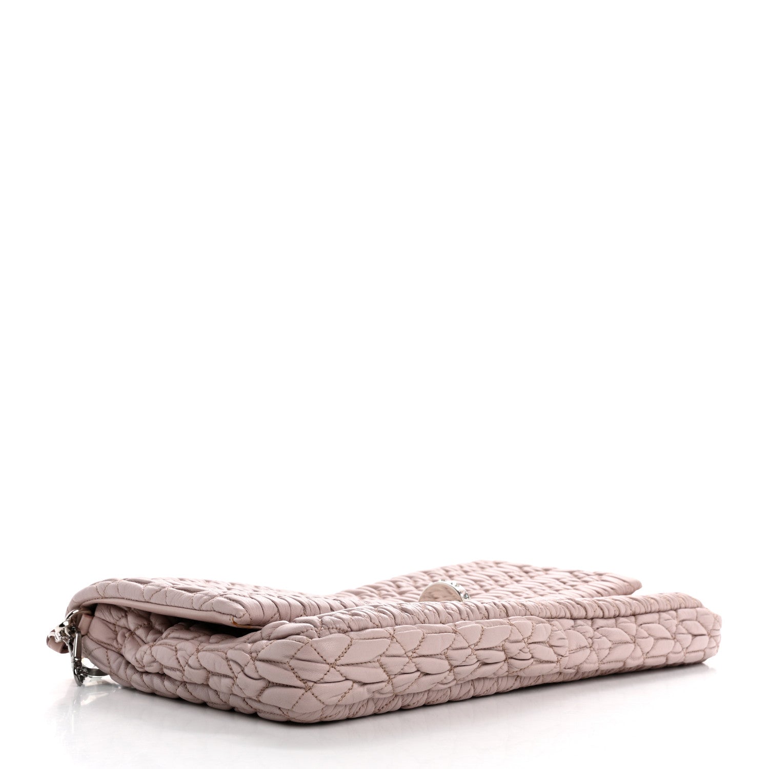 Miu Miu Nappa Matelasse Crystal Flap Clutch Cammeo 4 of 14