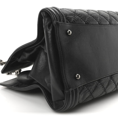 Chanel Calfskin Quilted Double Stitch Large Boy Tote Black 9 of 10