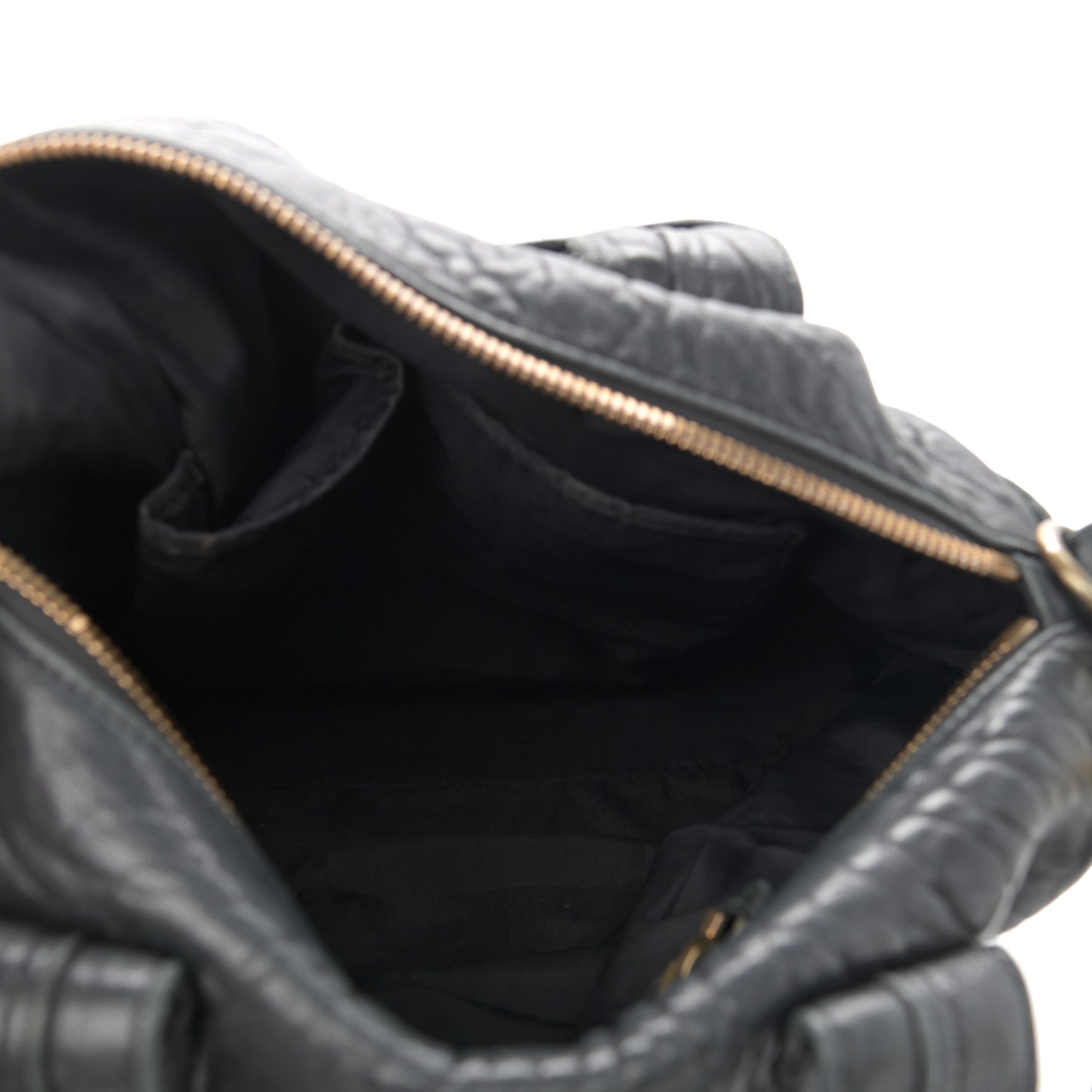 Pebbled Lambskin Rocco Black Antique Brass Hardware