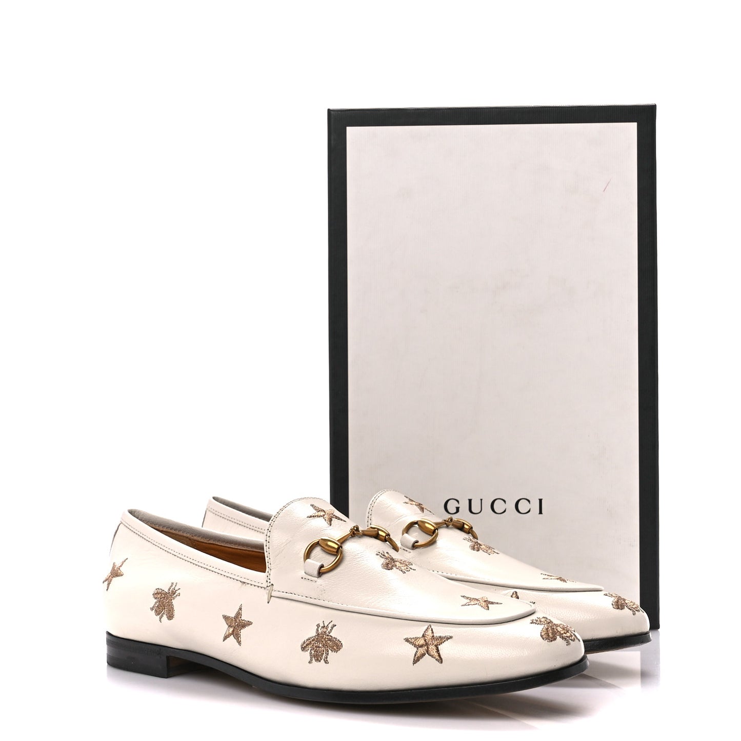 Goatskin Bee Star Embroidered Womens Jordaan Loafers 41 Mystic White