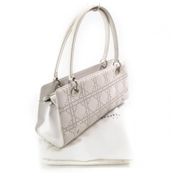 Lambskin Cannage Studded East West Lady Dior White