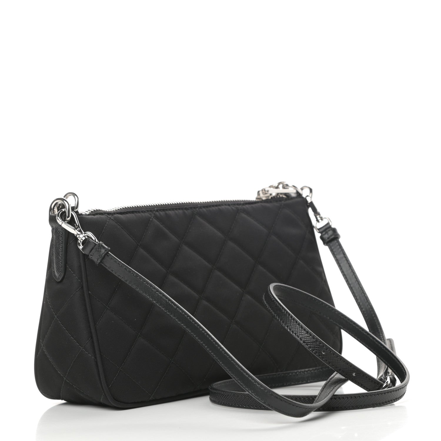Prada Nylon Tessuto Impuntu Quilted Crossbody Bag Black 3 of 11