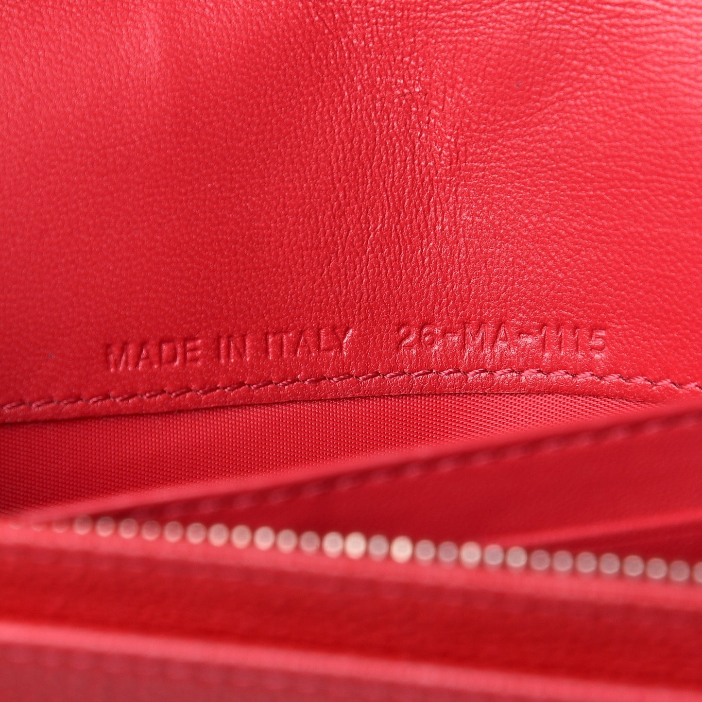 Grained Calfskin Diorama Croisiere Chain Wallet Red