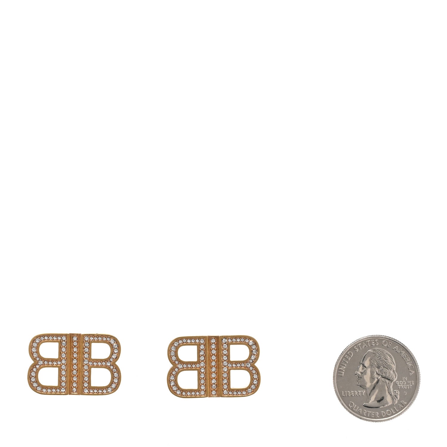 Balenciaga Crystal BB 2.0 Drop Earrings Gold 2 of 4