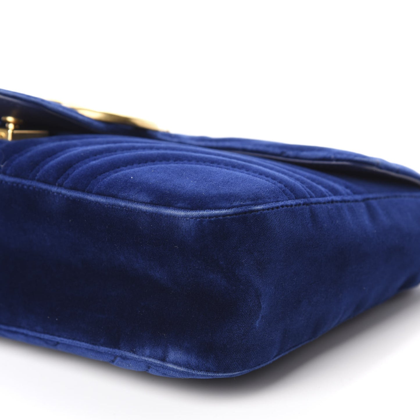 Velvet Matelasse Medium GG Marmont Shoulder Bag Cobalt Blue