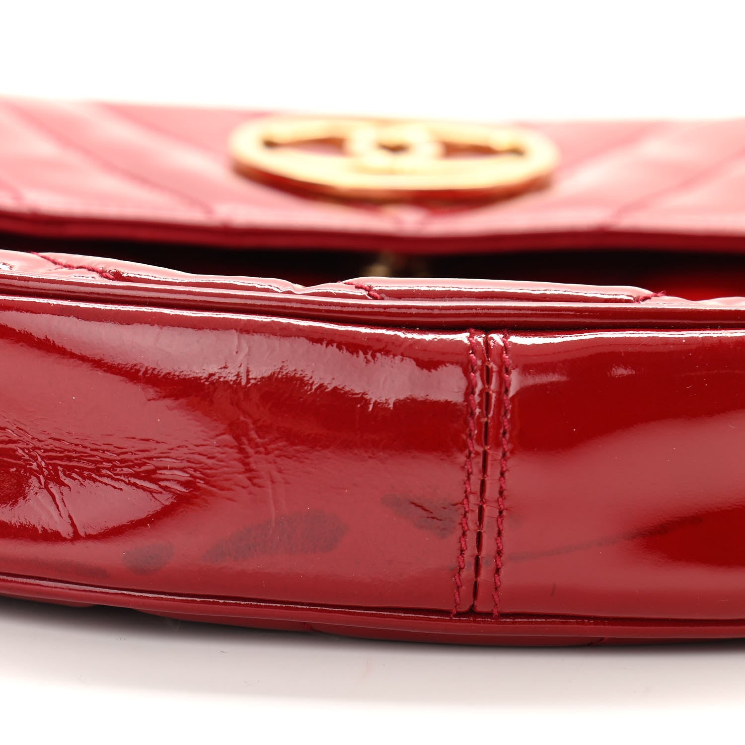 Chanel Patent Quilted Chevron Mini Flap Bag Red 11 of 11