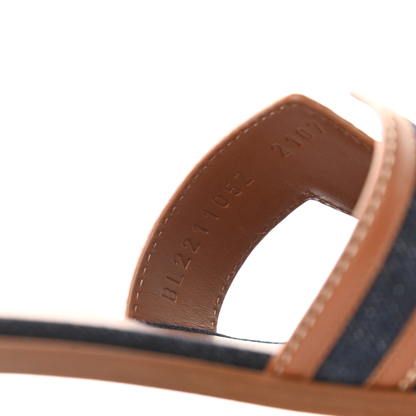 Calfskin Denim Oran Sandals 38.5 Bleu Brut Gold