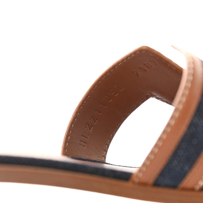 Hermes Calfskin Denim Oran Sandals 38.5 Bleu Brut Gold 8 of 9