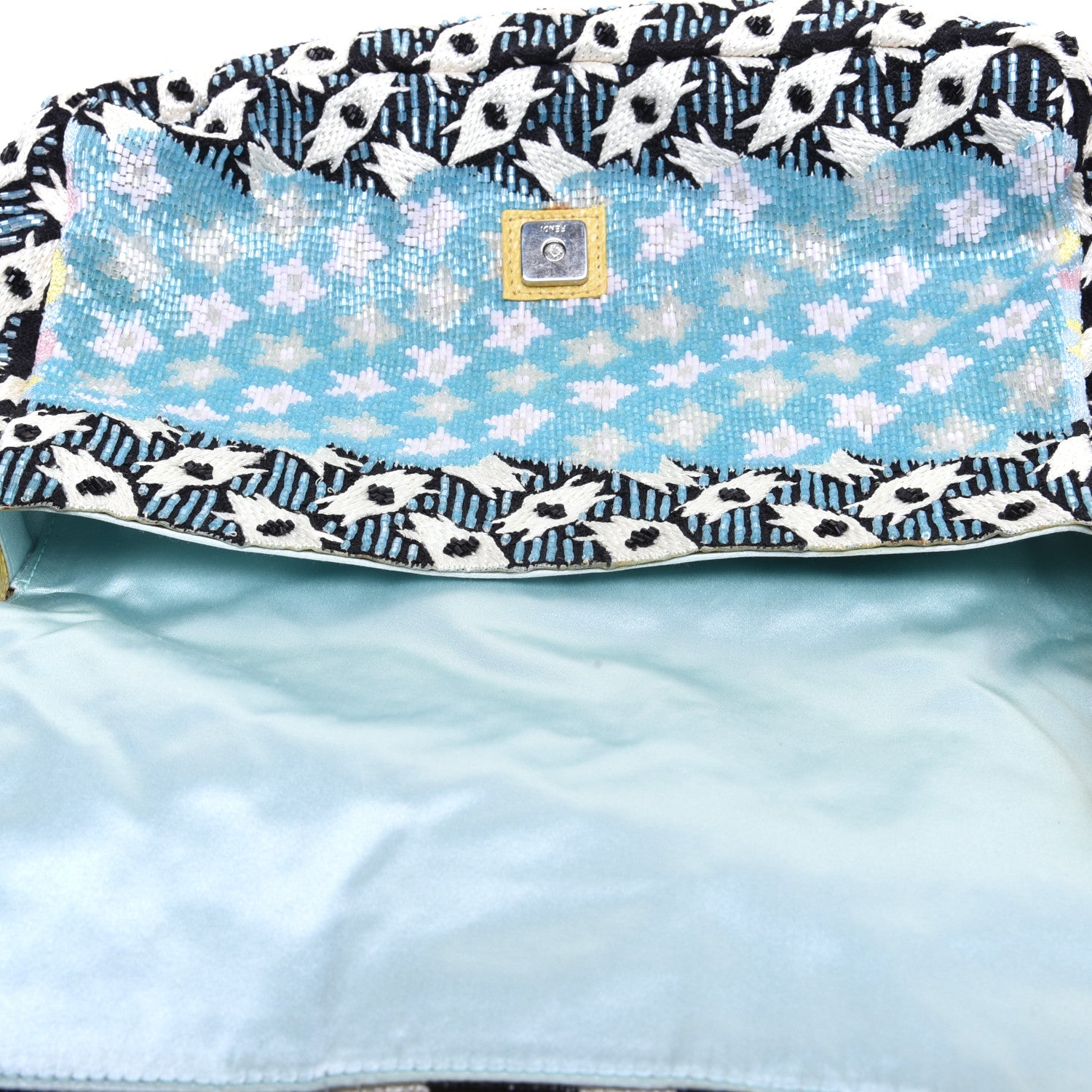 Fendi Beaded Lizard Mama Baguette Blue Yellow 10 of 14