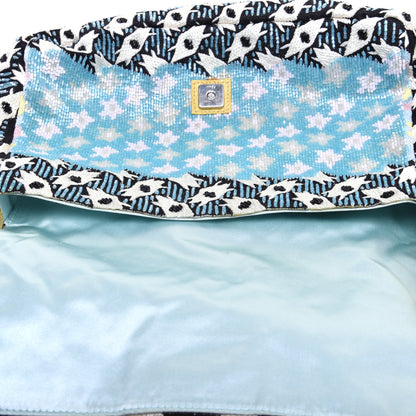 Fendi Beaded Lizard Mama Baguette Blue Yellow 10 of 14