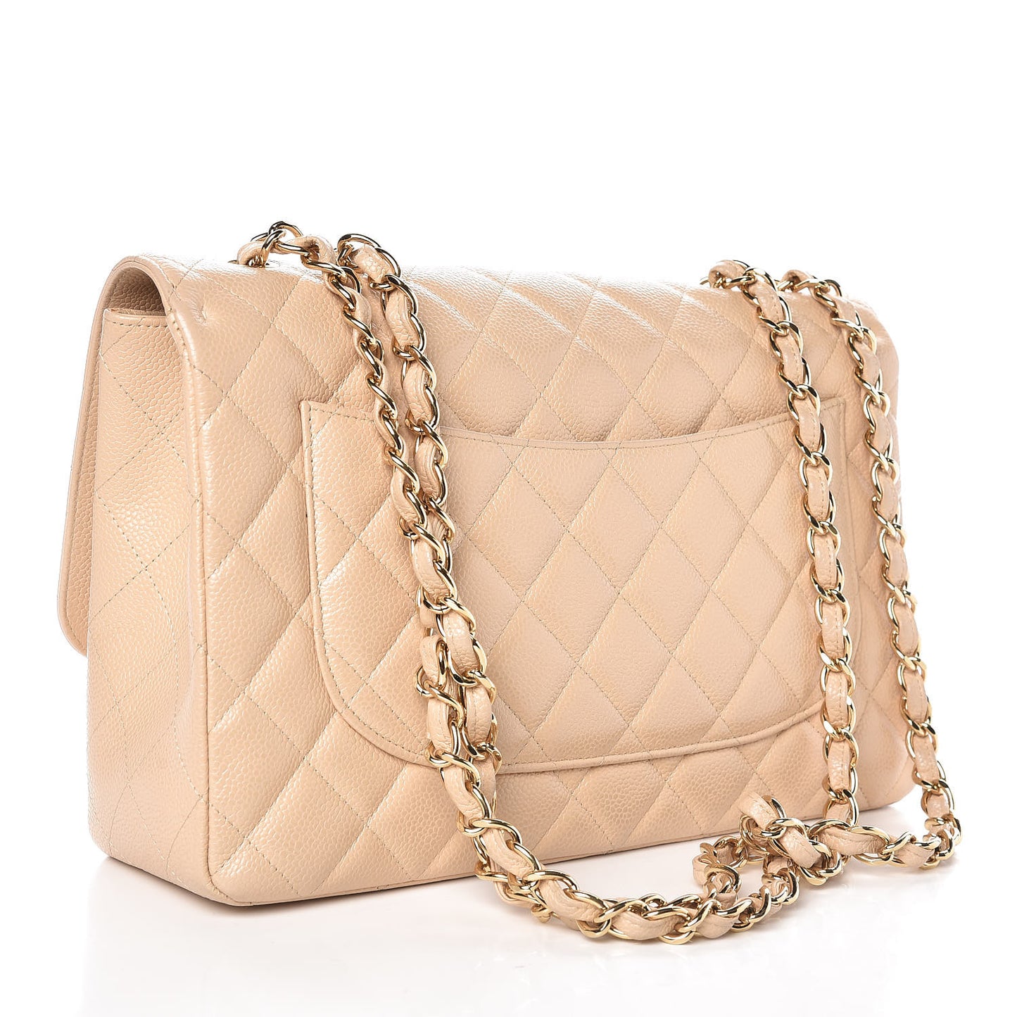 Caviar Quilted Jumbo Single Flap Beige Clair