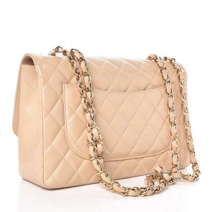 Chanel Caviar Quilted Jumbo Single Flap Beige Clair 3 of 9