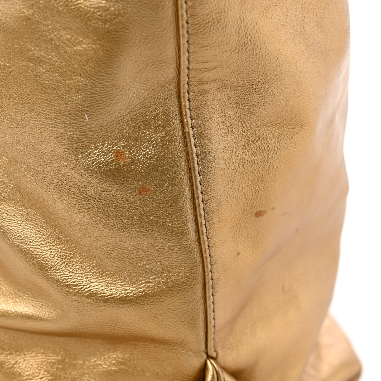 Lambskin Teddy Drawstring Bag Gold