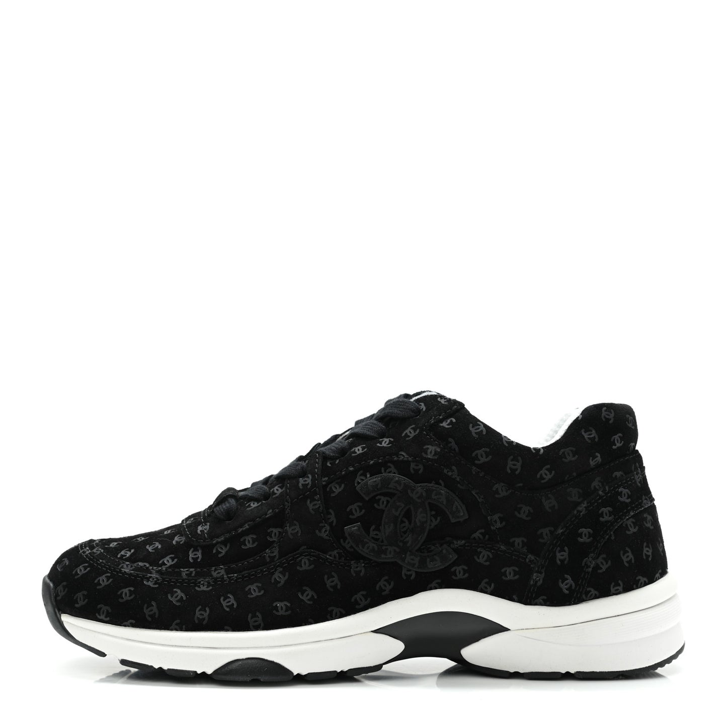 Nylon Suede Calfskin Printed CC Sneakers 39.5 White Black