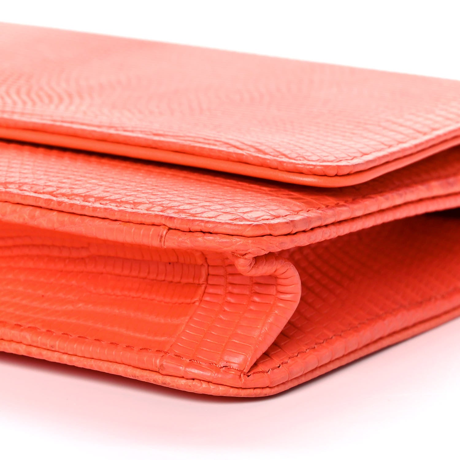 Chanel Lizard Wallet on Chain WOC Orange 10 of 13