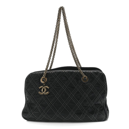 Chanel Calfskin Quilted Stitch Triptych Tote Black 1 of 10