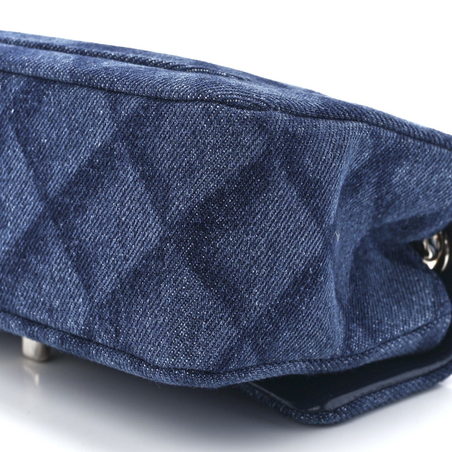 Printed Denim Quilted Mini Rectangular Flap Dark Blue