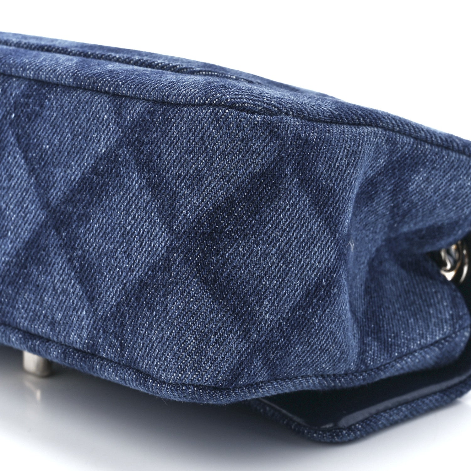 Chanel Printed Denim Quilted Mini Rectangular Flap Dark Blue 12 of 13