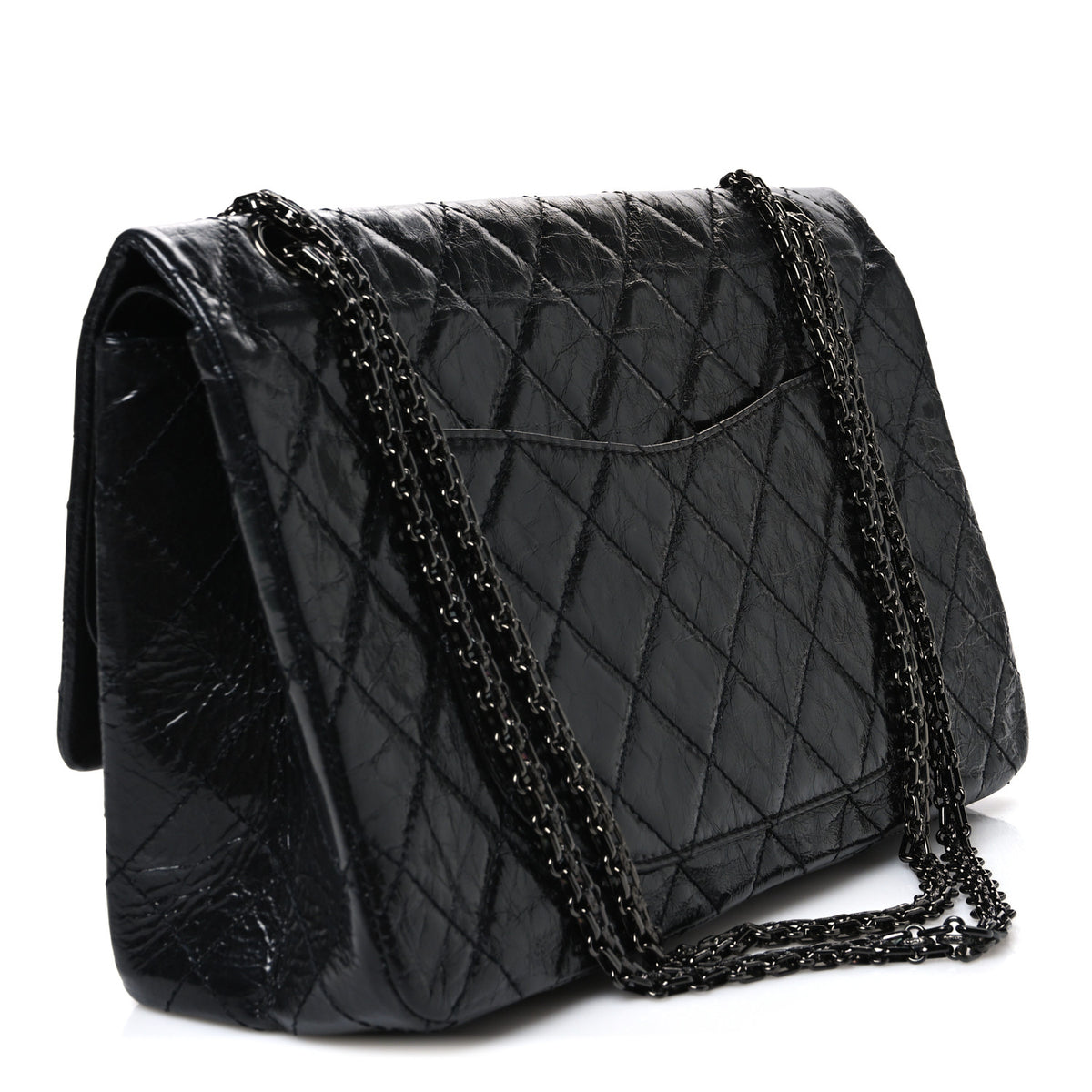 Glazed Aged Calfskin Quilted 2.55 Reissue 227 Flap So Black