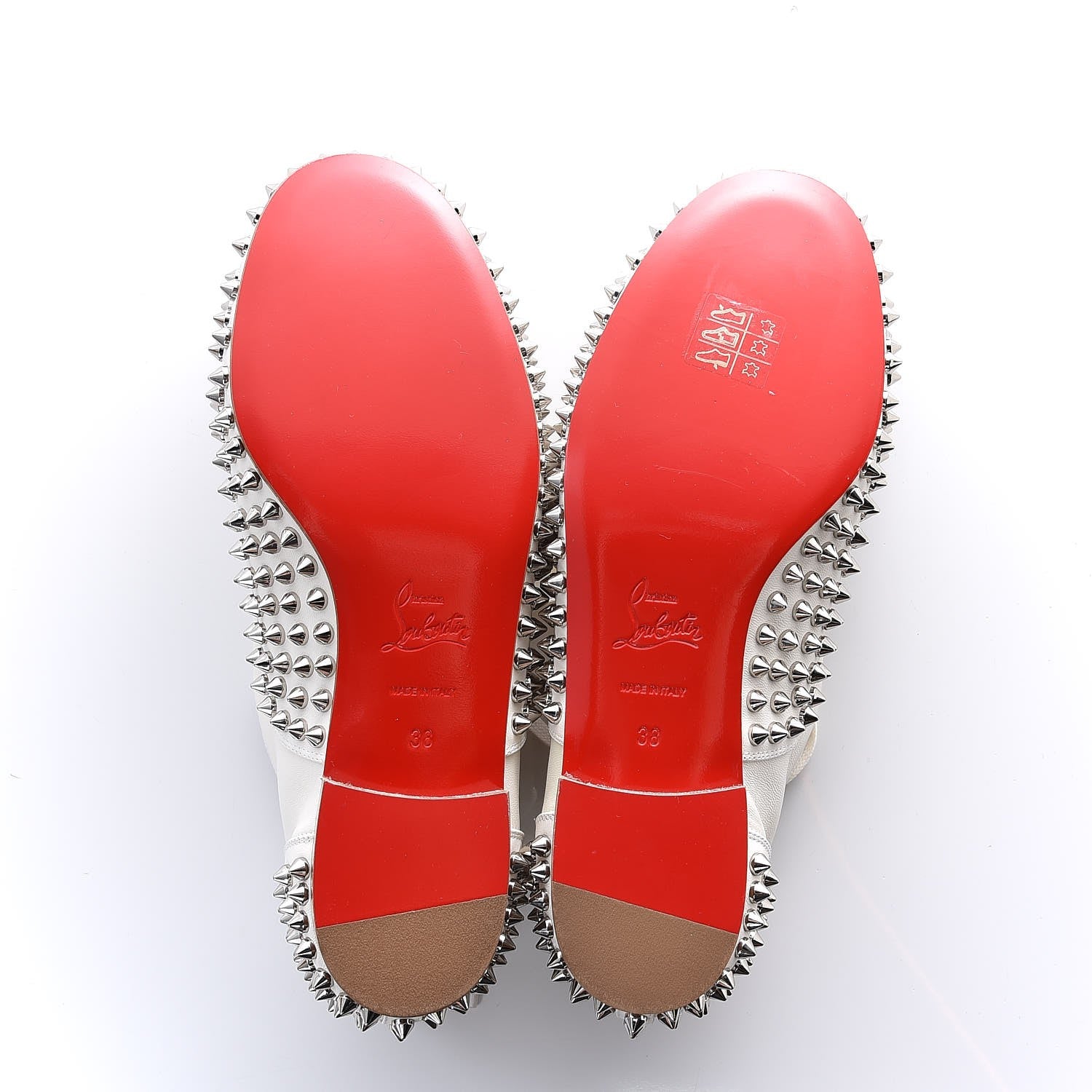 Christian Louboutin Nappa Freddy Spikes Donna Flat Sneakers 38 Latte Silver 5 of 9
