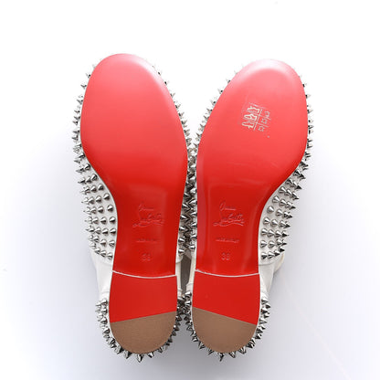 Christian Louboutin Nappa Freddy Spikes Donna Flat Sneakers 38 Latte Silver 5 of 9