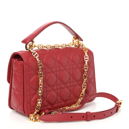 Christian Dior Lambskin Cannage Small Jolie Top Handle Bag Cherry Red 3 of 10