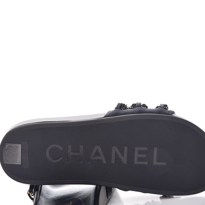 Chanel Satin Chain Flat Sandals 37 Marine 6 of 9