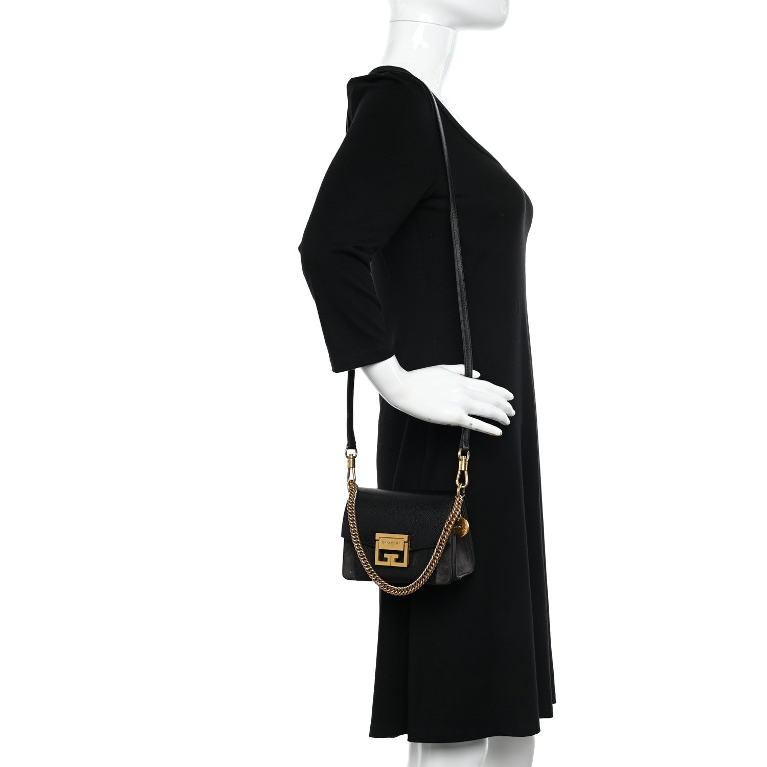 Givenchy Goatskin Suede Mini GV3 Shoulder Bag Black 2 of 9