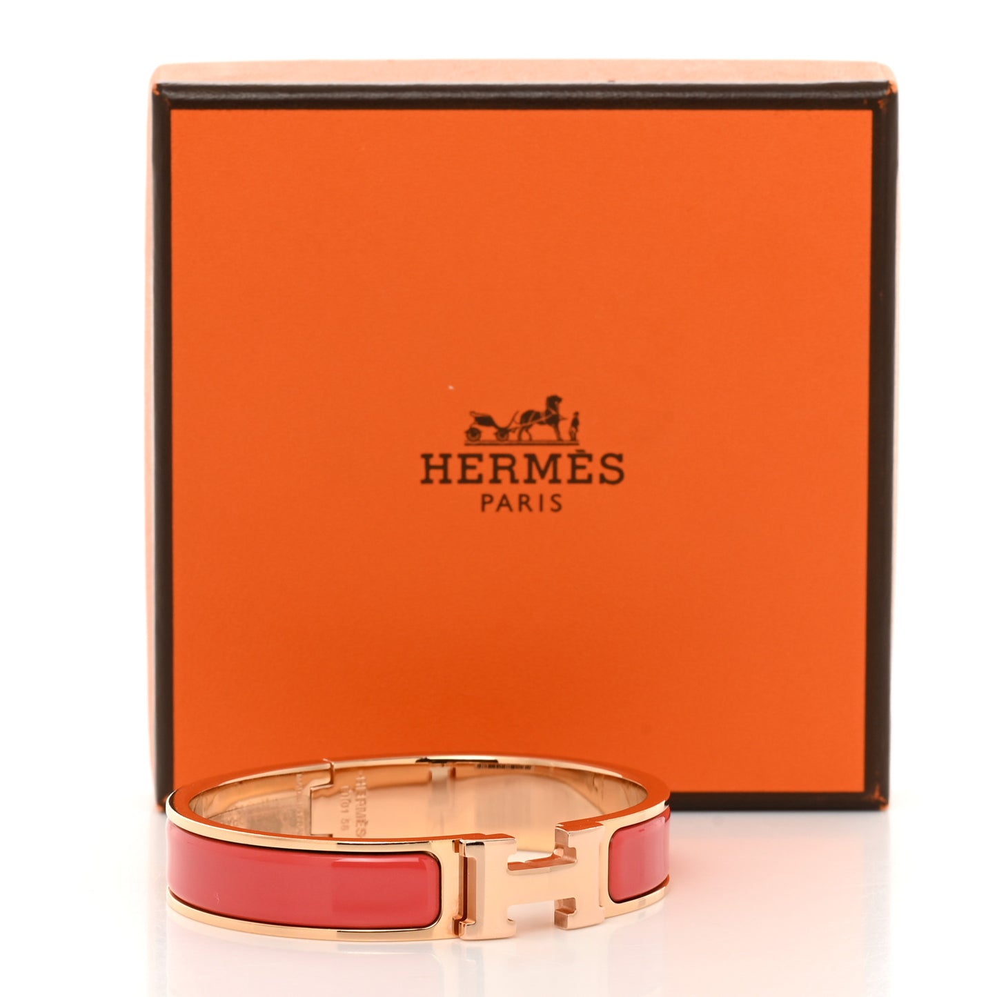 Enamel Narrow Clic Clac H Bracelet GM Rouge Corail