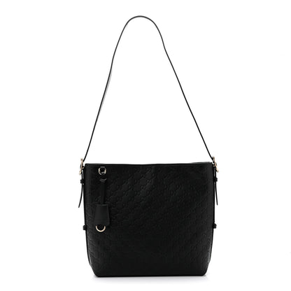 Gucci GG Calfskin Embossed Emblem Medium Shoulder Bag Black 1 of 10
