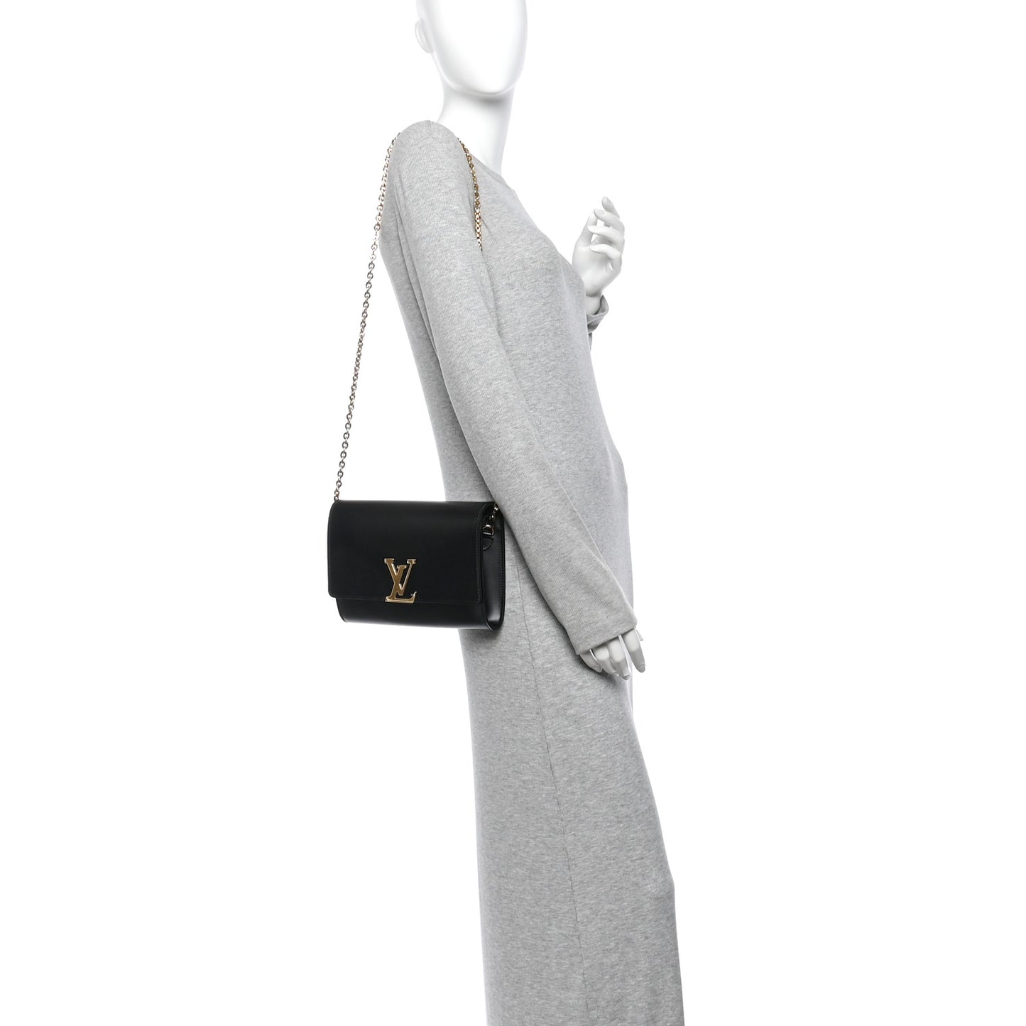 Calfskin Chain Louise GM NM Black