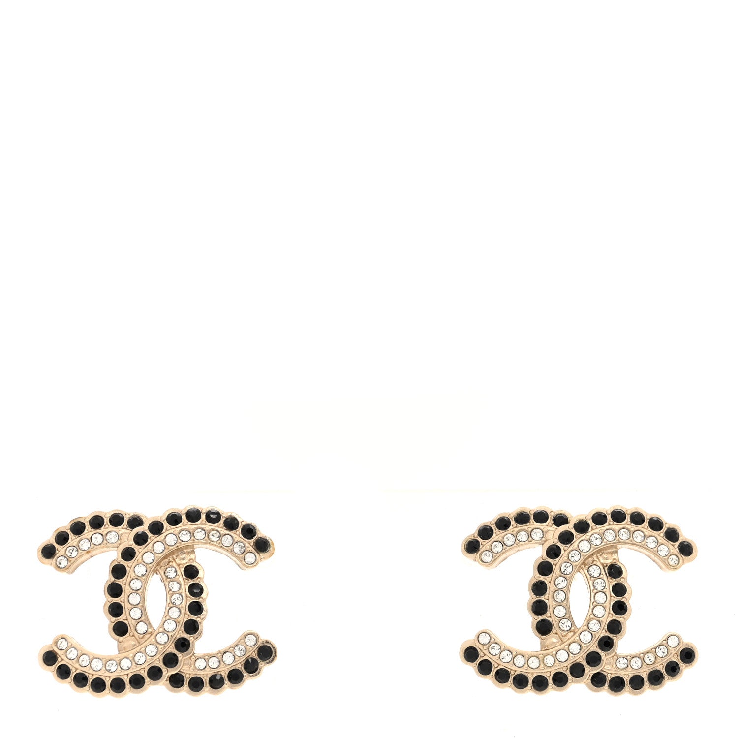 Chanel Crystal CC Earrings Black Gold 1 of 5