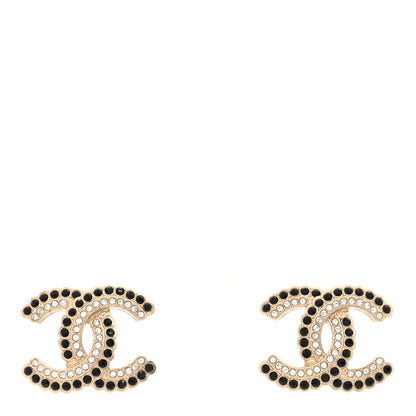 Chanel Crystal CC Earrings Black Gold 1 of 5