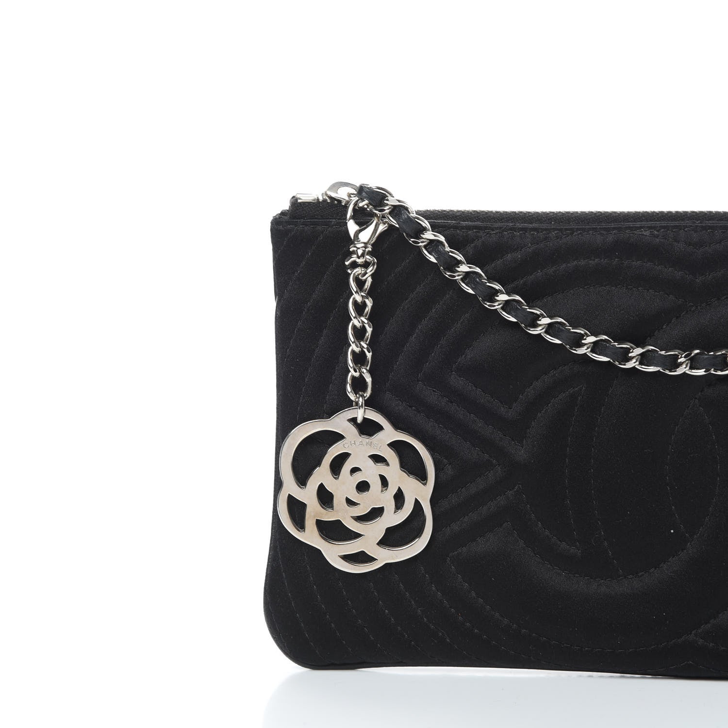 Chanel Satin Camellia Evening Bag Black 8 of 10