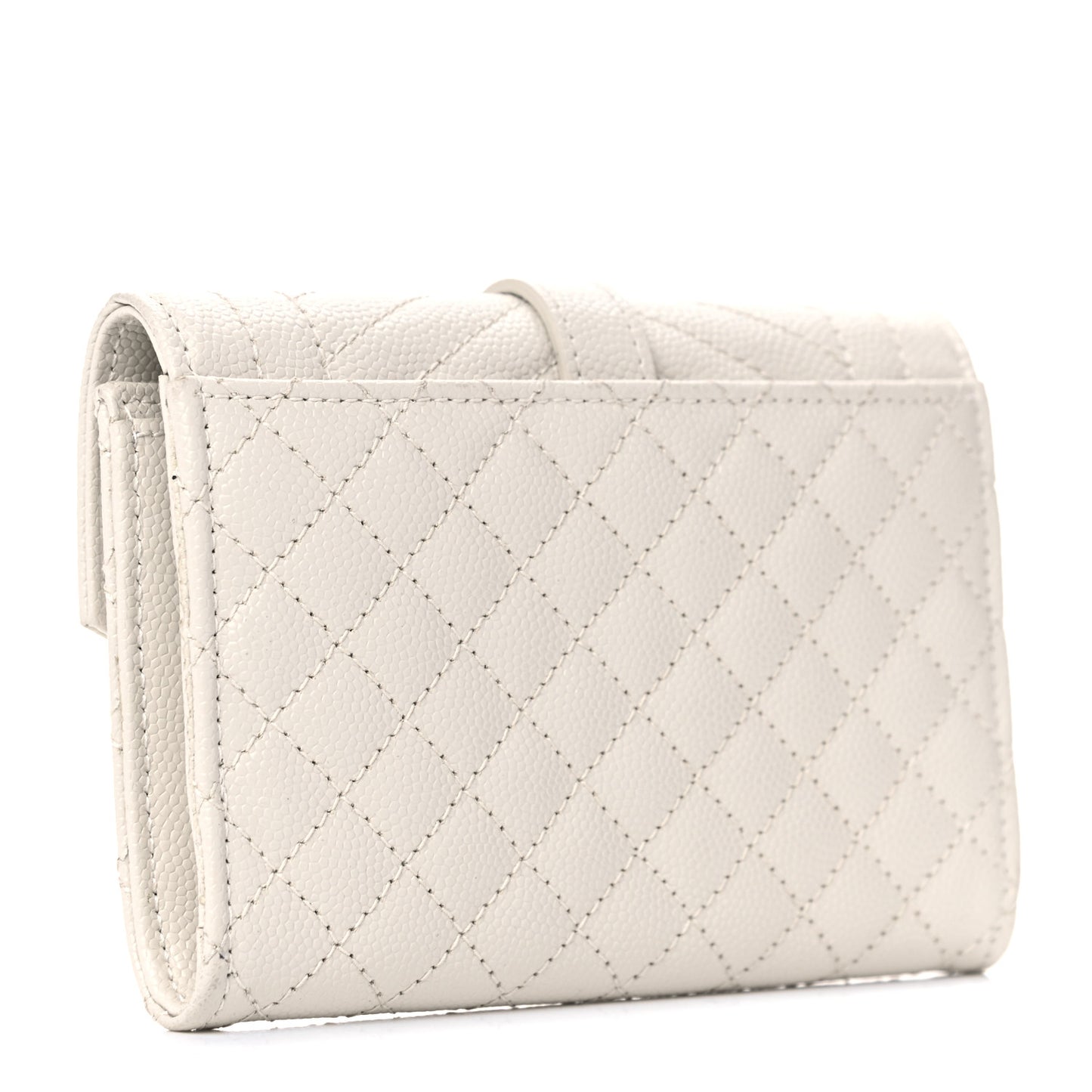 Grain De Poudre Textured Mixed Matelasse Triquilt Small Monogram Envelope Wallet Blanc Vintage
