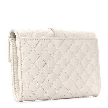 Saint Laurent Grain De Poudre Textured Mixed Matelasse Triquilt Small Monogram Envelope Wallet Blanc Vintage 3 of 10