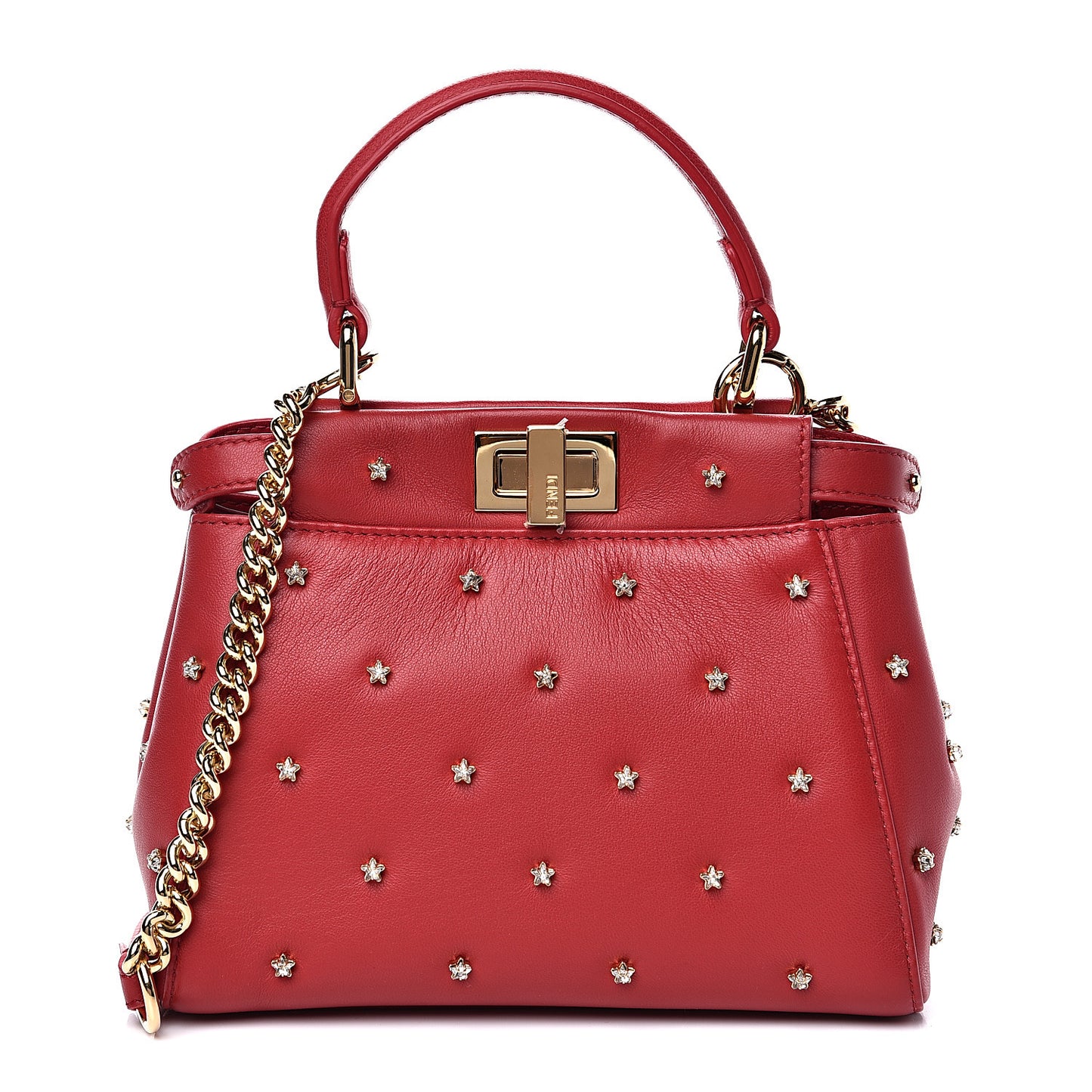 Nappa Crystal Stars Studded XS Peekaboo Iconic Satchel Fragola