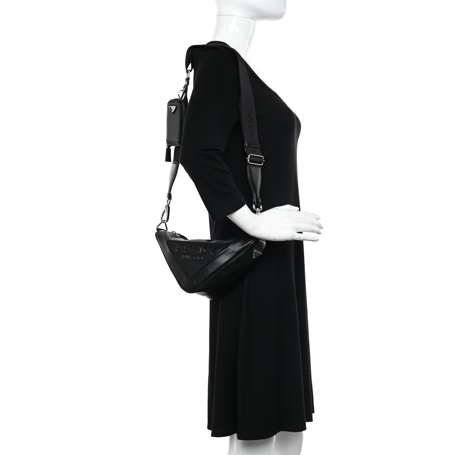 Prada Grace Lux Triangle Shoulder Bag Black 2 of 12