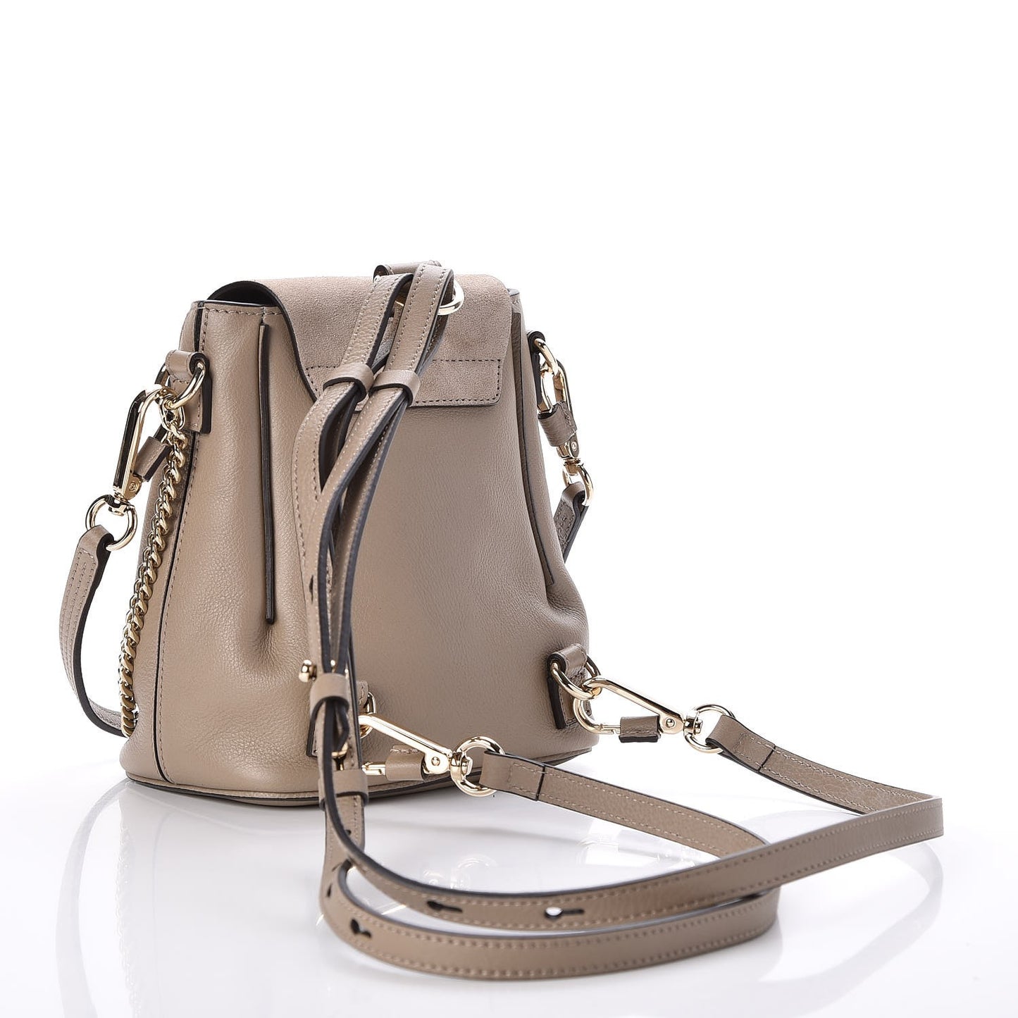 Suede Calfskin Mini Faye Backpack Motty Grey