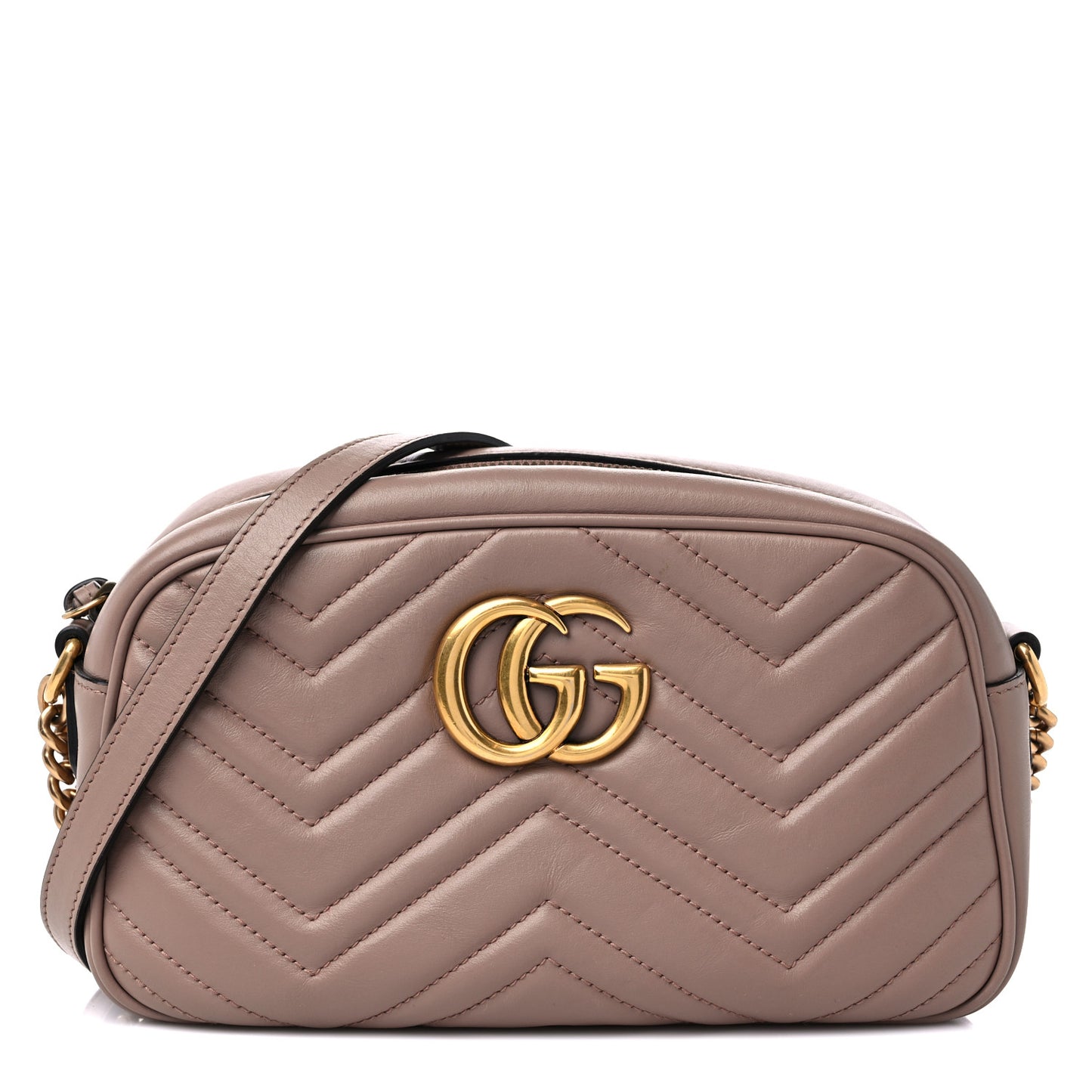 Calfskin Matelasse Small GG Marmont Chain Shoulder Bag Porcelain Rose