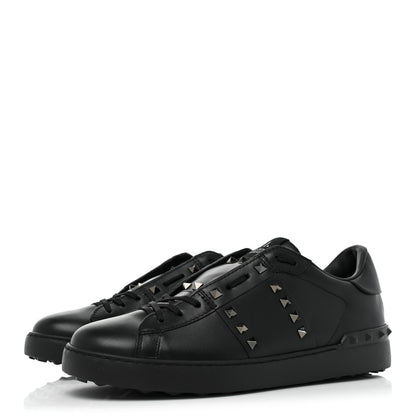 Valentino Garavani Calfskin Mens Rockstud Untitled Open Sneakers 42 Black 3 of 13