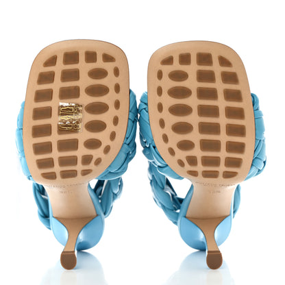 Bottega Veneta Shiny Nappa Intrecciato The Board Sandals 38.5 Sky Blue 5 of 7